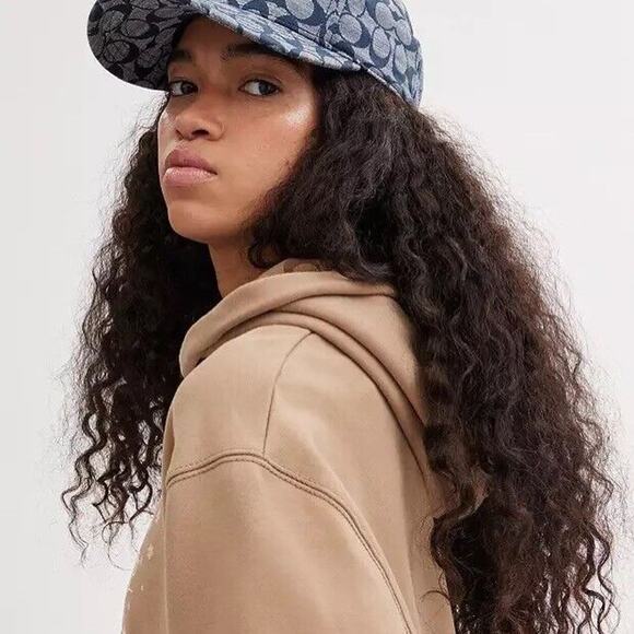 NWT COACH Baseball Hat Chambray Jacquard SIG C Leather Strap CI496 M/L - Picture 7 of 8